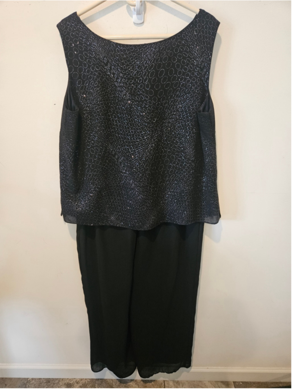 Women's Dana Kay Vintage Black Silver Evening Pantsuit Size 18W - Picture 4 of 8